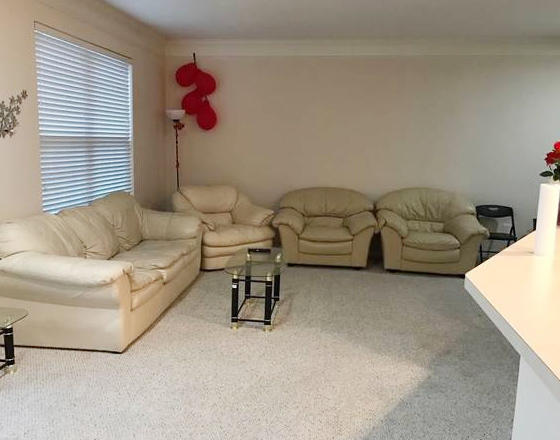 Leather sofa and three leather chairs with 3...