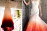 latest bridal dress, dip dyed clothes, bride slammed for dressing in period stain wedding attire that looked like a stained tampon, Bridal dress