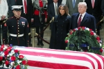 Trump pays last respect to Bush, president, trumps pay last respect to late president bush at u s capitol, John mccain