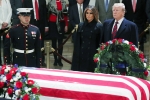 Trump at US Capitol, Trump, trumps pay last respect to late president bush at u s capitol, John mccain